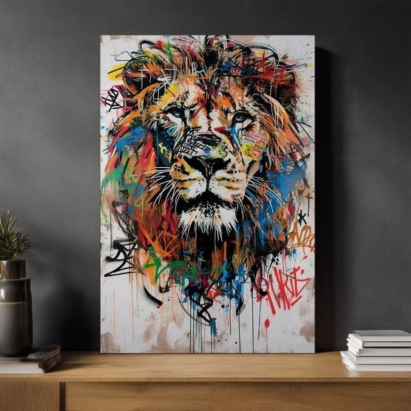Obraz GRAFFITI LION | Italské plátno - 60x90 cm
