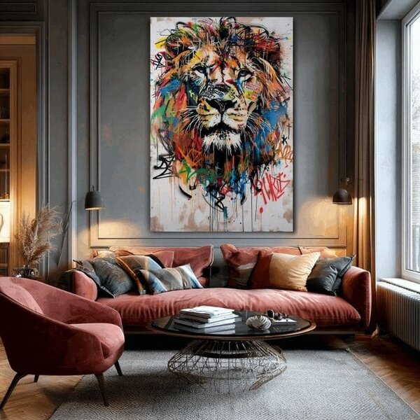 Obraz GRAFFITI LION | Italské plátno - 60x90 cm