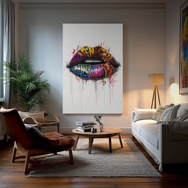 Obraz GRAFFITI LIPS | Italské plátno - 60x90 cm