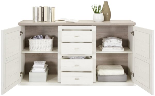 ŠIROKÁ KOMODA, šedá, bílá, 160/89/43 cm Hom`in - Široké komody