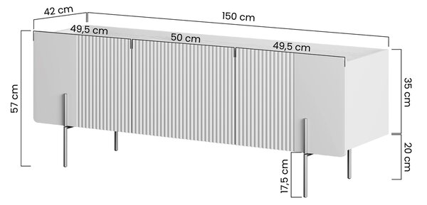 TV stolek Malmi 150 cm - kašmírová / zlaté nožky