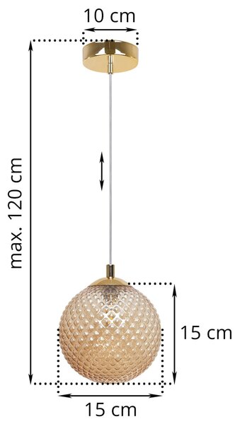 Závěsné svítidlo Cannes, 1x medové skleněné stínítko (fi 15 cm), G