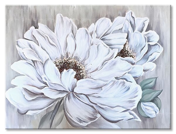 Obraz na plátně TMAVĚ BÍLÉ KVĚTY - 70x50 cm