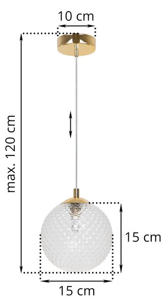 Závěsné svítidlo Cannes, 1x čiré skleněné stínítko (fi 15 cm), G