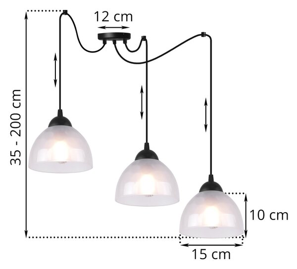 Závěsné svítidlo Venice Spider, 3x mléčné skleněné stínítko