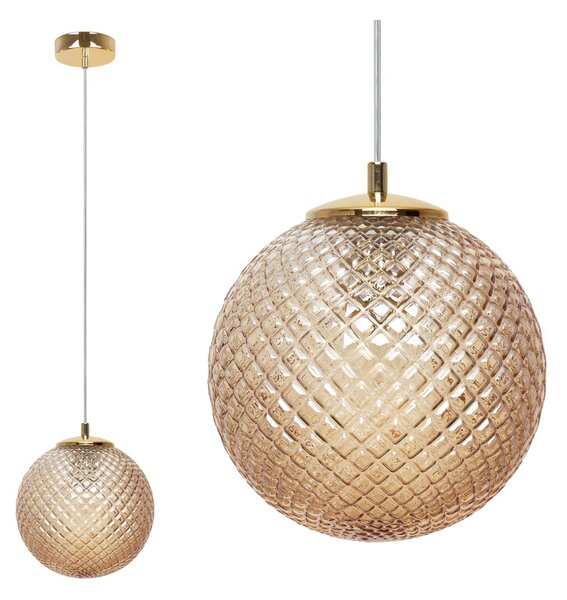 Závěsné svítidlo Cannes, 1x medové skleněné stínítko (fi 20 cm), G