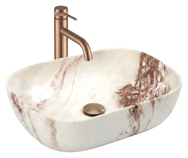 Rea Belinda, umyvadlo na desku 465x330x135 mm, imitace kamene-Marrone Matt, REA-U3600