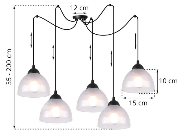 Závěsné svítidlo Venice Spider, 5x mléčné skleněné stínítko