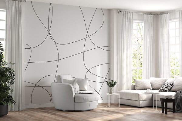 Fototapeta Černé čáry na bílém pozadí, Geometrické fototapety, Populární fototapety, u98563 - Tapeko.co.cz