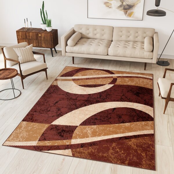 Chemex Moderní koberec Tap - vlnky 4 - hnědý Rozměr koberce: 80x150 cm