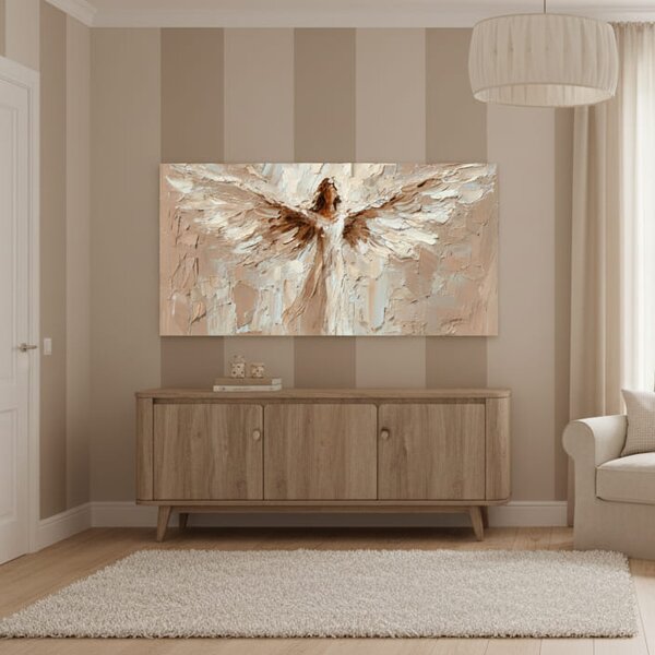 Obraz anděla v božském objetí | dotaženo rukou umělce - 40x80 cm