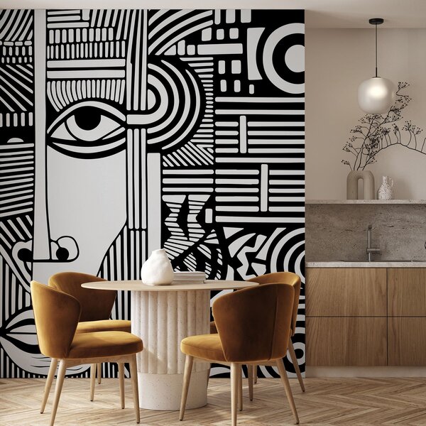 Fototapeta Černobílá kresba obličeje, Designové fototapety na zeď, Populární fototapety, u98711 - Tapeko.co.cz