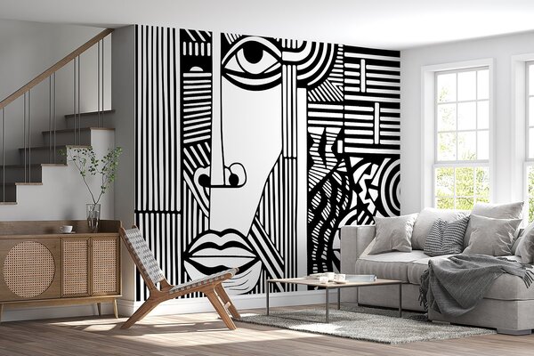 Fototapeta Černobílá kresba obličeje, Designové fototapety na zeď, Populární fototapety, u98711 - Tapeko.co.cz