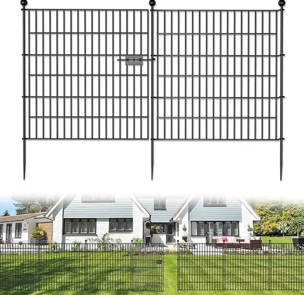 Plot k jezírku, zahradní plot, kovový plot, 10 plotových dílů (75 × 81 cm) + 11 upevňovacích tyčí, mřížový plot, voliéra, výběh pro zvířata, voliéra, plot pro psy