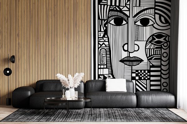 Fototapeta Černobílá kresba obličeje, Designové fototapety na zeď, Populární fototapety, u98712 - Tapeko.co.cz