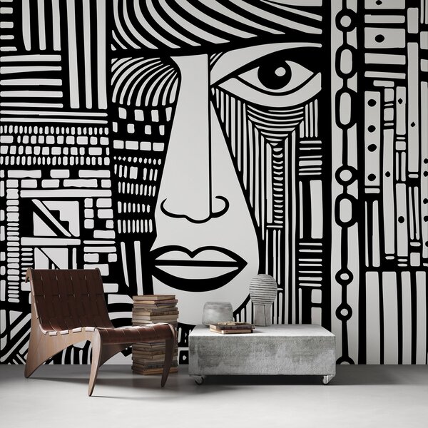 Fototapeta Černobílá kresba obličeje, Designové fototapety na zeď, Populární fototapety, u98713 - Tapeko.co.cz