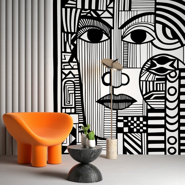 Fototapeta Černobílá kresba obličeje, Designové fototapety na zeď, Populární fototapety, u98712 - Tapeko.co.cz