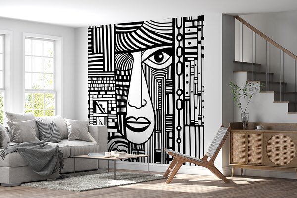 Fototapeta Černobílá kresba obličeje, Designové fototapety na zeď, Populární fototapety, u98713 - Tapeko.co.cz