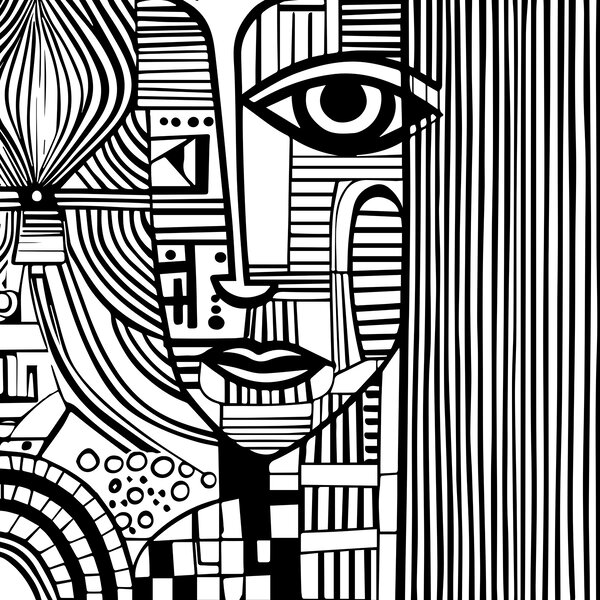 Fototapeta Černobílá kresba ženského obličeje, Designové fototapety na zeď, Populární fototapety, u98714 - Tapeko.co.cz