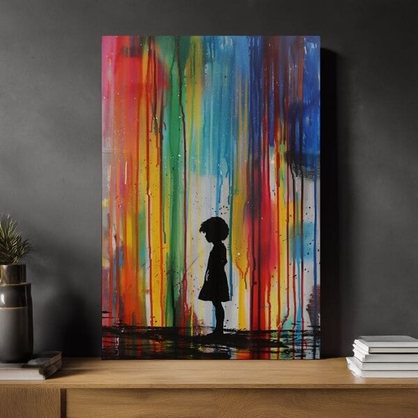 Obraz RAINBOW SILHOUETTE na plátně | dotaženo rukou umělce - 60x90 cm