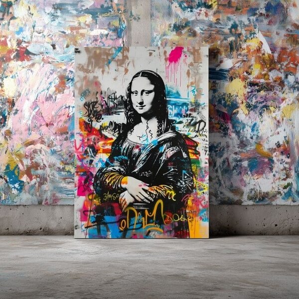 Obraz GRAFFITI MONA na plátně | dotaženo rukou umělce - 60x90 cm