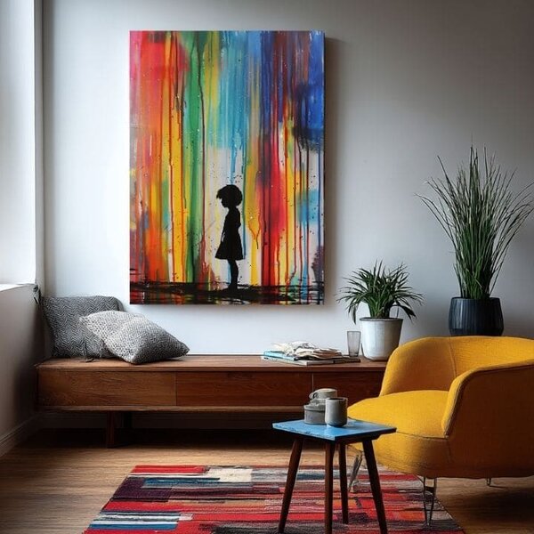 Obraz RAINBOW SILHOUETTE na plátně | dotaženo rukou umělce - 60x90 cm