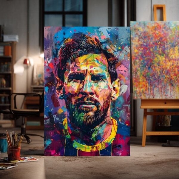Obraz MESSI VIBES na plátně | dotaženo rukou umělce - 60x90 cm