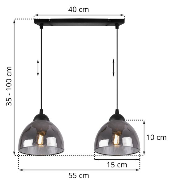 Závěsné svítidlo Venice, 2x garfitové skleněné stínítko