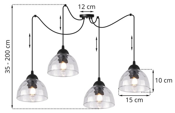 Závěsné svítidlo Venice Spider, 4x čiré skleněné stínítko