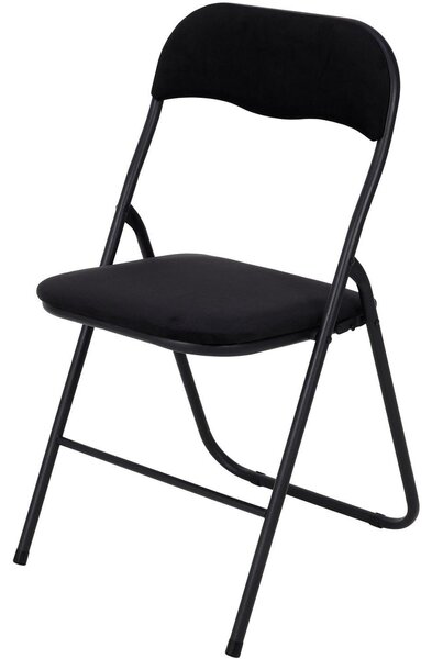 Skládací sametová jídelní židle – elegantní černá židle pro domácnost i pro akce
