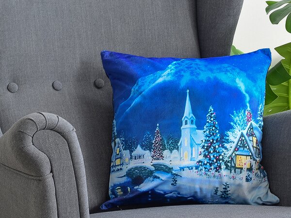 XPOSE® Mikroplyšový povlak na polštář VÁNOČNÍ NOC (digitální tisk) 40x40 cm