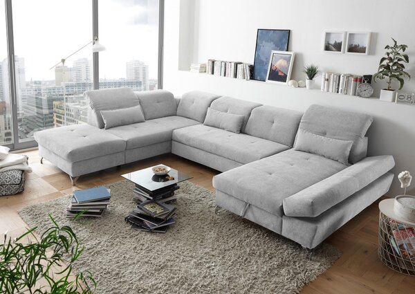SEDACÍ SOUPRAVA, textil, světle šedá MID.YOU - Rozkládací sedačky, Online Only
