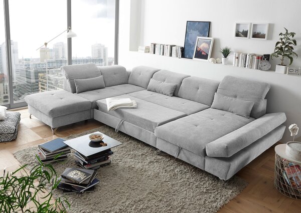 SEDACÍ SOUPRAVA, textil, světle šedá MID.YOU - Rozkládací sedačky, Online Only