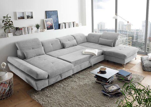 SEDACÍ SOUPRAVA, textil, světle šedá MID.YOU - Rozkládací sedačky, Online Only