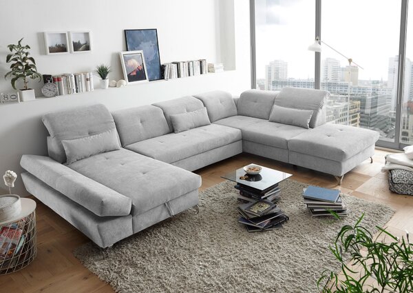 SEDACÍ SOUPRAVA, textil, světle šedá MID.YOU - Rozkládací sedačky, Online Only