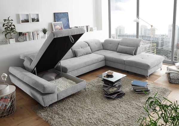 SEDACÍ SOUPRAVA, textil, světle šedá MID.YOU - Rozkládací sedačky, Online Only