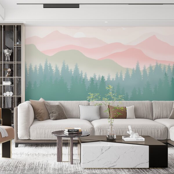 Fototapeta Krajina se stromy a horami, Designové fototapety na zeď, Populární fototapety, u98774 - Tapeko.co.cz
