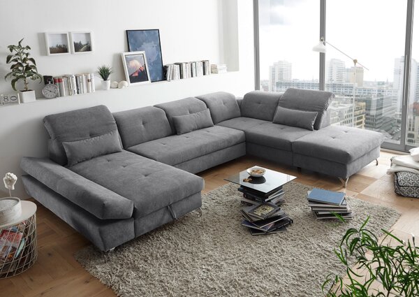 SEDACÍ SOUPRAVA, textil, tmavě šedá MID.YOU - Rozkládací sedačky, Online Only