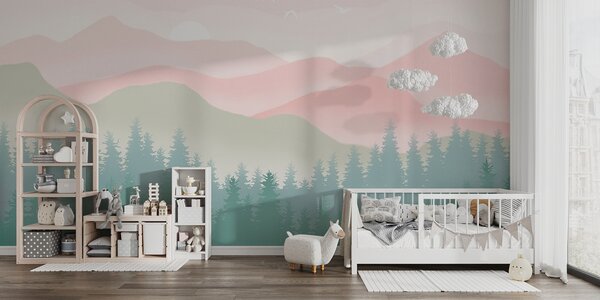 Fototapeta Krajina se stromy a horami, Designové fototapety na zeď, Populární fototapety, u98774 - Tapeko.co.cz