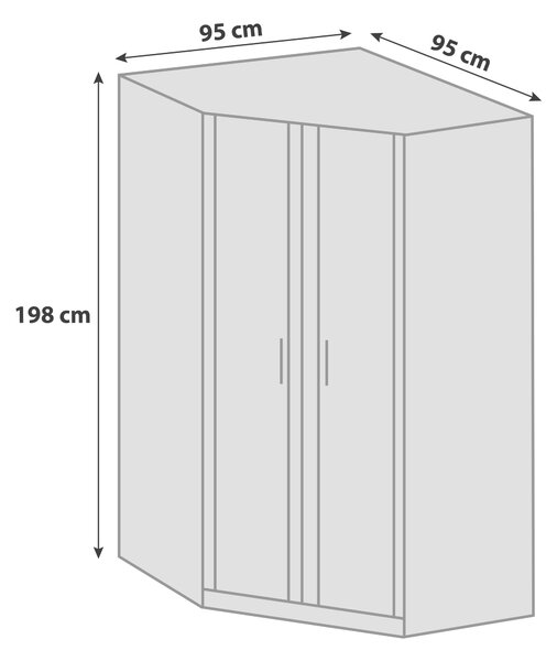 ROHOVÁ SKŘÍŇ, bílá, 95/198 cm MID.YOU - Šatní skříně, Online Only