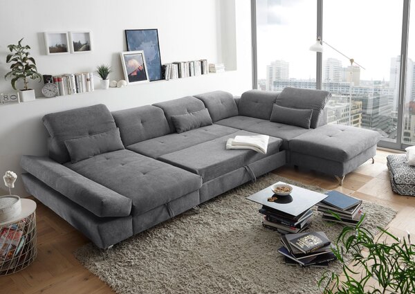 SEDACÍ SOUPRAVA, textil, tmavě šedá MID.YOU - Rozkládací sedačky, Online Only
