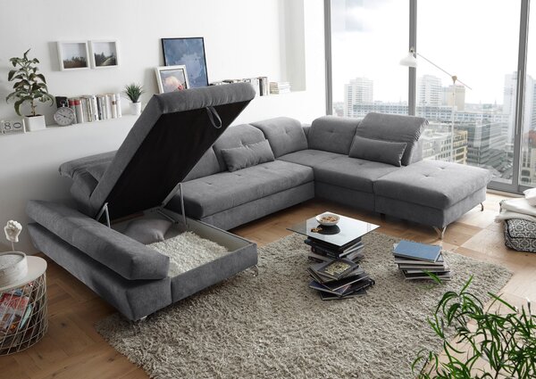 SEDACÍ SOUPRAVA, textil, tmavě šedá MID.YOU - Rozkládací sedačky, Online Only