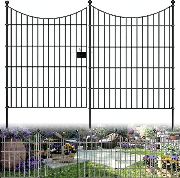 Plot pro rybník, zahradní plot, kompletní sada 10 plotových dílů (74 x 81 cm), kovová mřížková oplocení, plot s nopami, kovové plotové prvky, plot pro psy, obloukový plotový set, ohrada pro psy