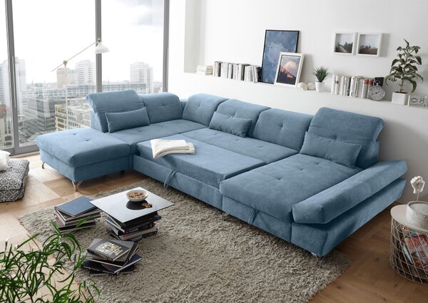 SEDACÍ SOUPRAVA, textil, modrá MID.YOU - Rozkládací sedačky, Online Only