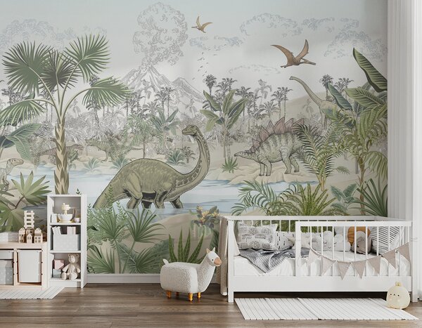 Fototapeta Skupina dinosaurů v řece, Dětské fototapety, Populární fototapety, u98674 - Tapeko.co.cz