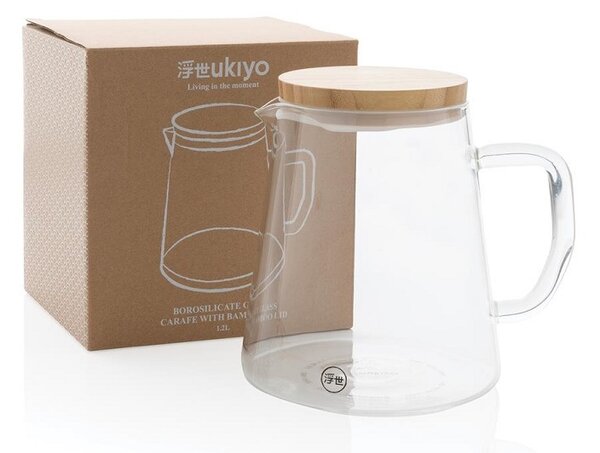Karafa z borosilikátového skla s bambusovým víkem, Ukiyo, 1,2 L