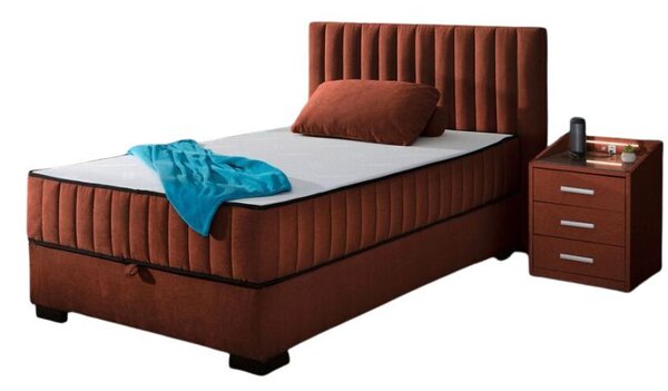 (4327) Boxsping 180/200cm moderní postel s úložným boxem koňak