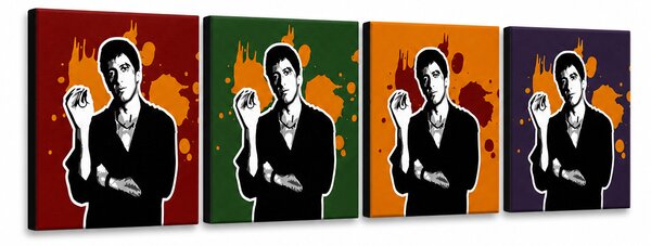 Ručně malovaný obraz POP Art Zjizvená tvář - AL PACINO 4 díly 200x50cm al37 - AL PACINO 4 dílný al37 - 160x40 cm
