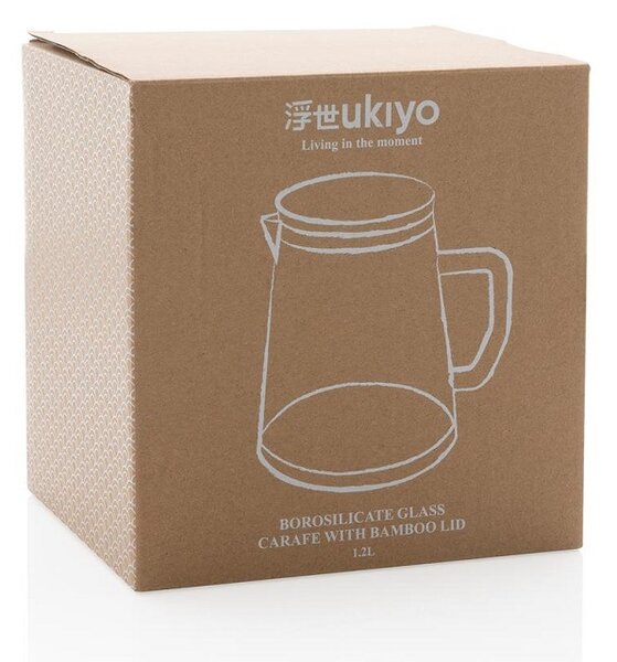 Karafa z borosilikátového skla s bambusovým víkem, Ukiyo, 1,2 L