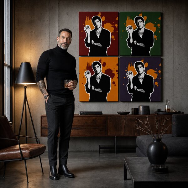 Ručně malovaný obraz POP Art Scarface - AL PACINO 4 díly al36 - AL PACINO 4 dílný al36 - 60x60 cm